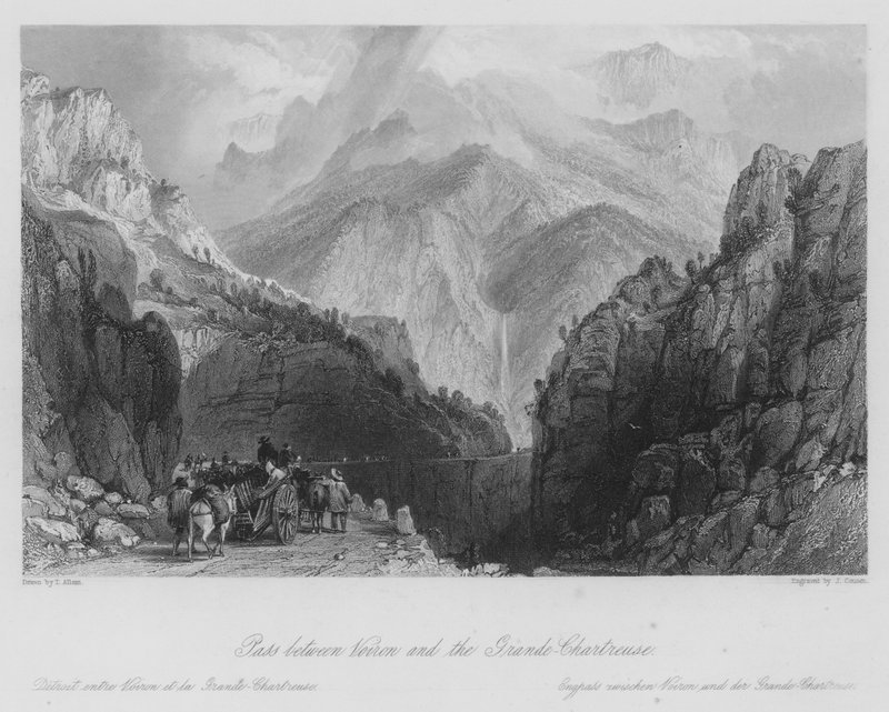 Hágó Voiron és a Grande-Chartreuse között (metszet) alkotó: Thomas (after) Allom