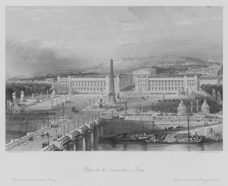 Place de la Concorde, Párizs (metszet) alkotó: Thomas (after) Allom