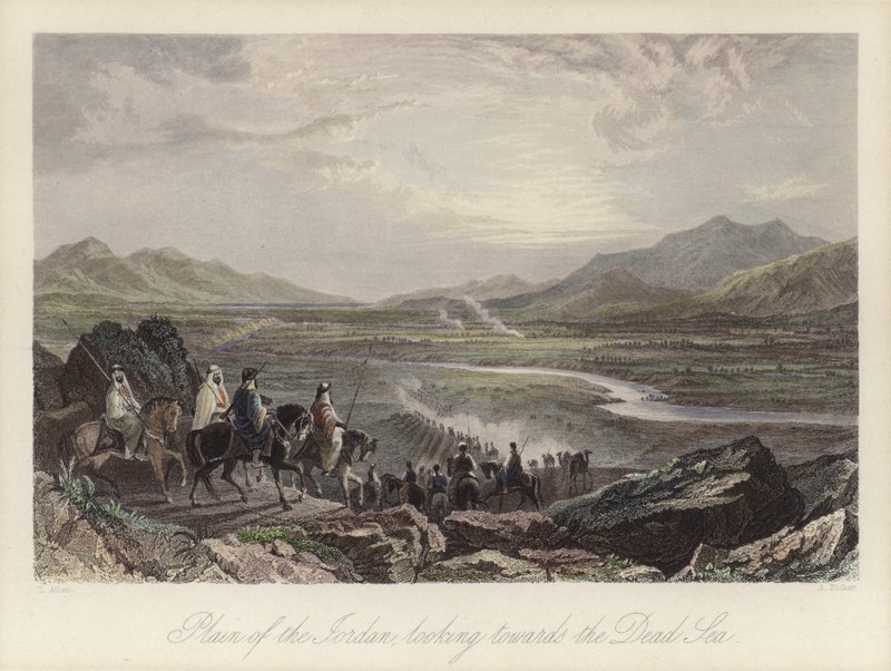 A Jordán folyó síksága a Holt-tenger felé néz (színes metszet) alkotó: Thomas (after) Allom