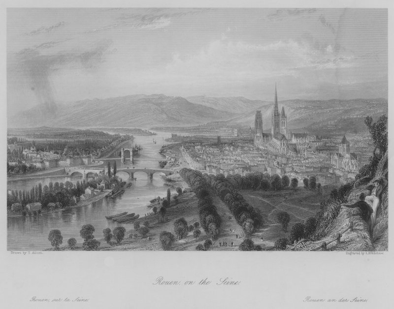Rouen, a Szajnán (metszet) alkotó: Thomas (after) Allom