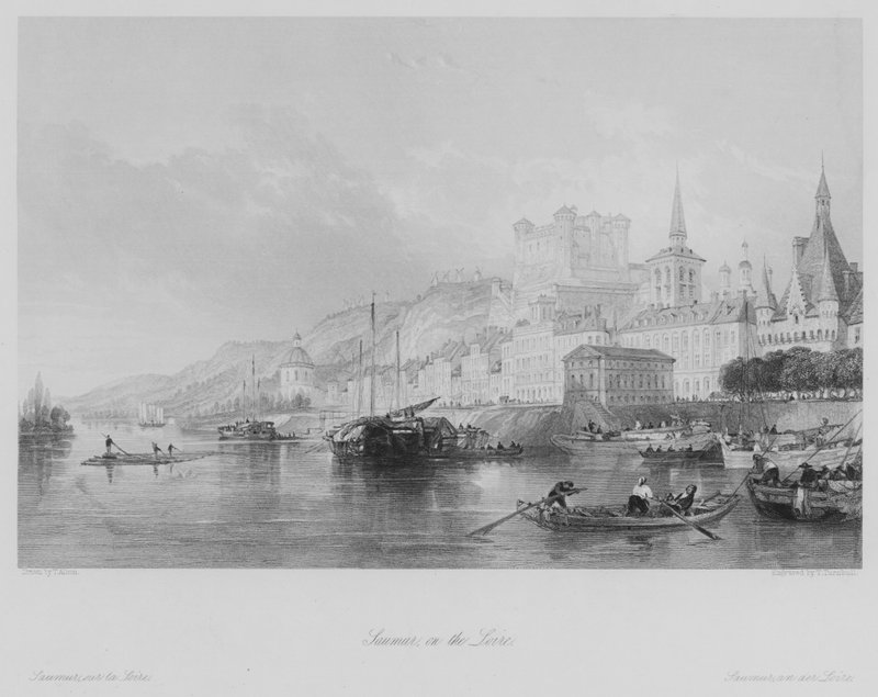 Saumur, a Loire-on (metszet) alkotó: Thomas (after) Allom