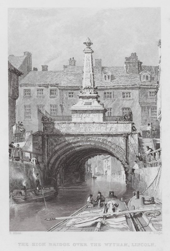 The High Bridge over the Wytham, Lincoln (metszet) alkotó: Thomas (after) Allom
