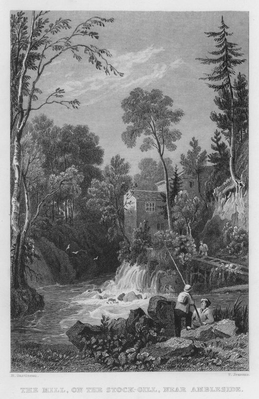 A malom a Stock-Gill-en, Ambleside közelében (metszet) alkotó: Thomas (after) Allom