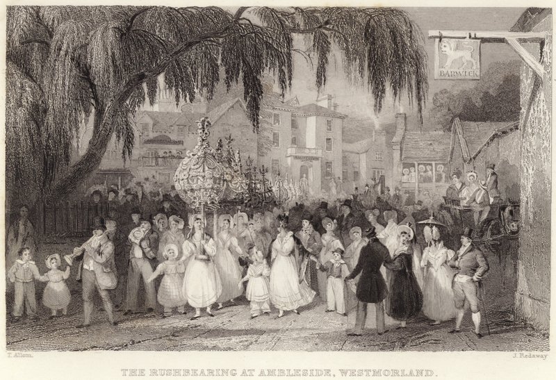 A Rushbearing Ambleside-ban, Westmorlandban (metszet) alkotó: Thomas (after) Allom