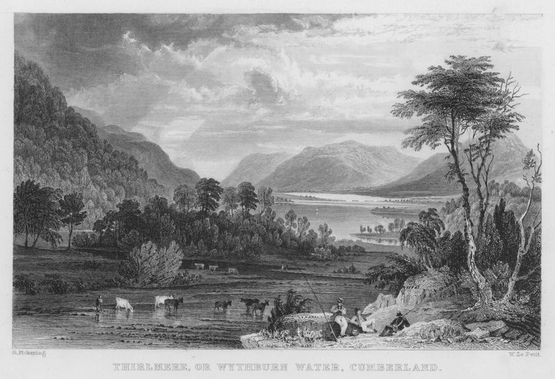 Thirlmere vagy Wythburn Water, Cumberland (metszet) alkotó: Thomas (after) Allom