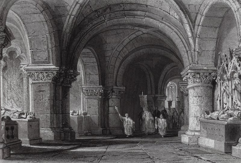 A királyok sírjai a Szent Denis kriptában (metszet) alkotó: Thomas (after) Allom