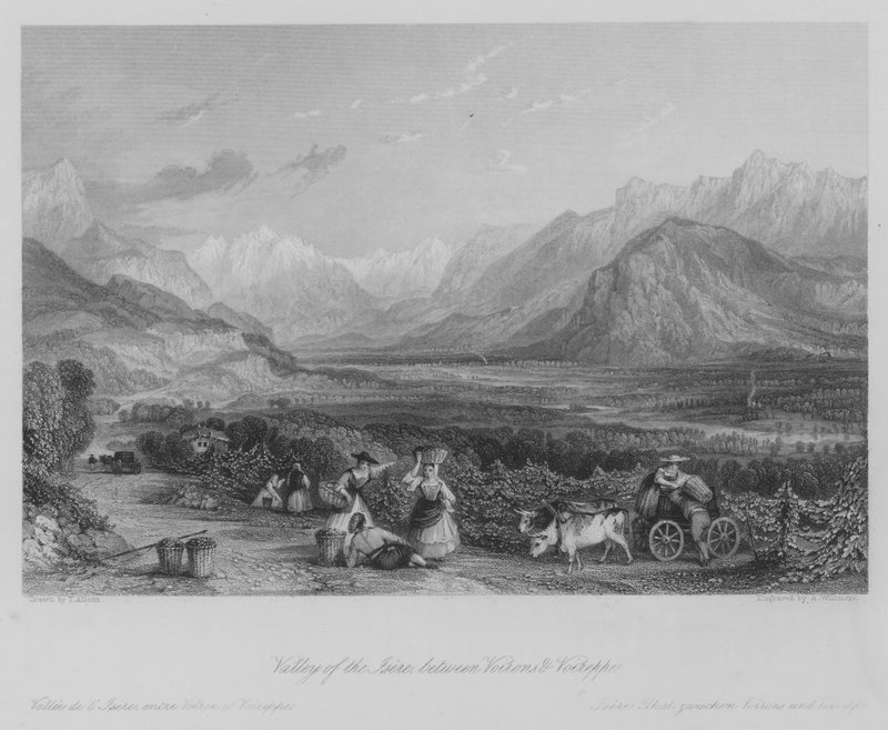Az Isere völgye, Voirons és Voireppe között (metszet) alkotó: Thomas (after) Allom