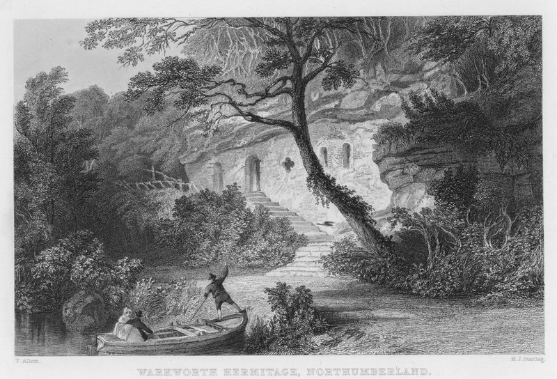 Warkworth Hermitage, Northumberland (metszet) alkotó: Thomas (after) Allom