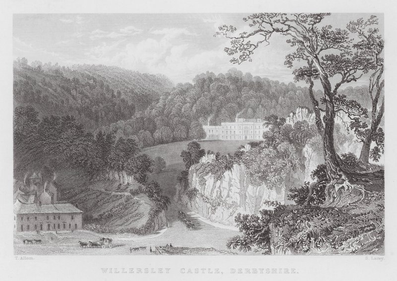 Willersley kastély, Derbyshire (metszet) alkotó: Thomas (after) Allom
