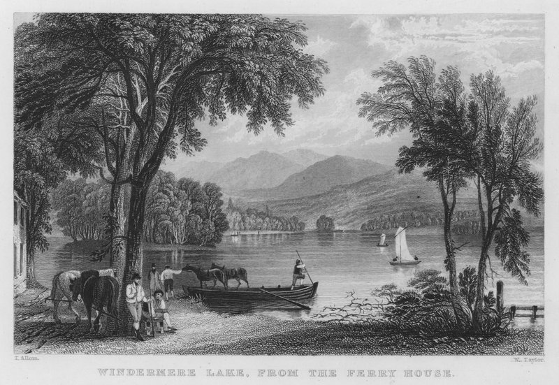 Windermere-tó, a kompházból (metszet) alkotó: Thomas (after) Allom