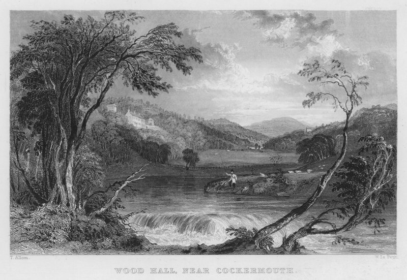 Wood Hall, Cockermouth közelében (metszet) alkotó: Thomas (after) Allom