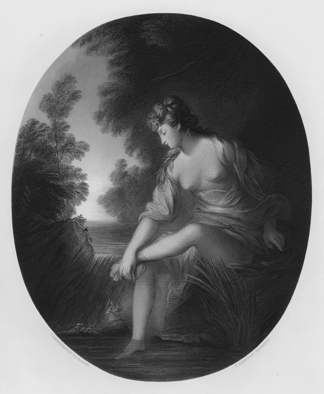 Musidora, a képről a Vernon Galériában (metszet) alkotó: Thomas (after) Gainsborough