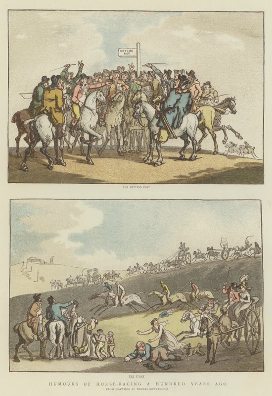 A lóverseny humora száz évvel ezelőtt (chromolitho) alkotó: Thomas (after) Rowlandson