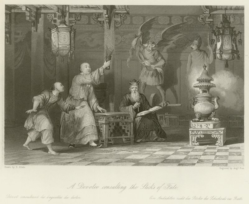 Egy bhakta, aki a Sors botjaival tanácskozik alkotó: Thomas Allom