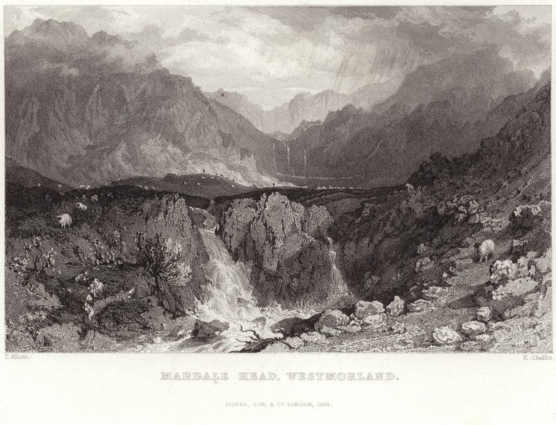 Mardale Head Westmorlandban alkotó: Thomas Allom