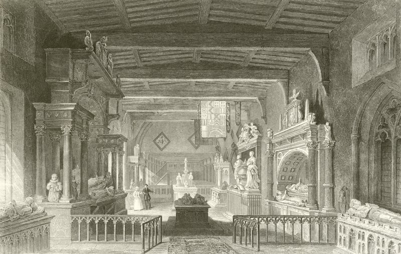 Rutland grófjainak emlékművei a Bottesford Churchben, Leicestershire-ben alkotó: Thomas Allom