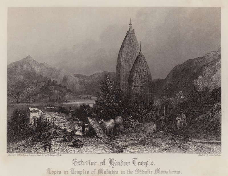 Hindoo Temple külseje (színes litho) alkotó: Thomas Colman (after) Dibdin