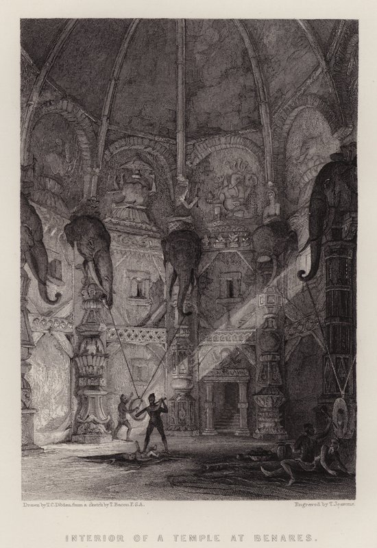 Benares-i templom belseje (színes litó) alkotó: Thomas Colman (after) Dibdin