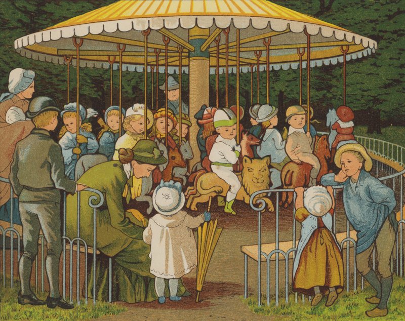 Párizs: körhintó a Champs Elysees-n (színes litó) alkotó: Thomas Crane