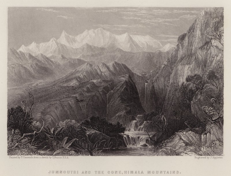 Jumnoutri és a kúp, Himala-hegység (színes litho) alkotó: Thomas Creswick