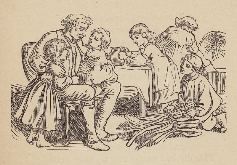 A favágó éjszakai éneke (színes metszet) alkotó: Thomas Dalziel
