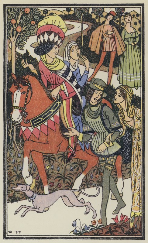 Illusztráció Boccaccio Dekameronjához (színes litográfia) alkotó: Thomas Derrick