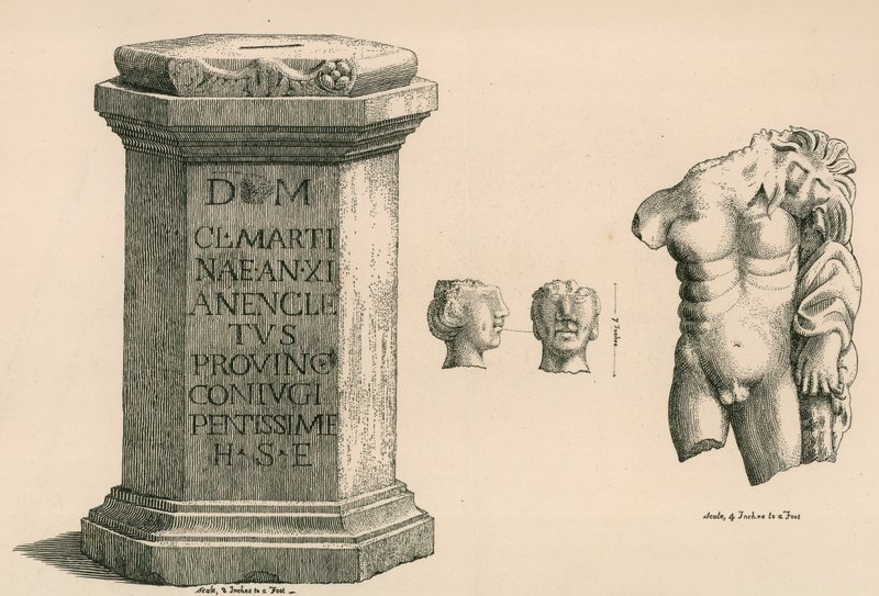 A római alkotású Herkules szobor talapzata és töredéke alkotó: Thomas Fisher Hoxton