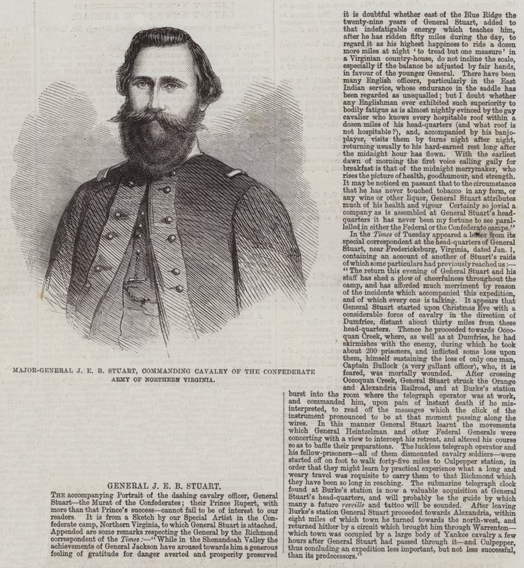 J E B Stuart vezérőrnagy, az Észak-Virginia Konföderációs Hadsereg lovasságának parancsnoka alkotó: Thomas Harrington Wilson
