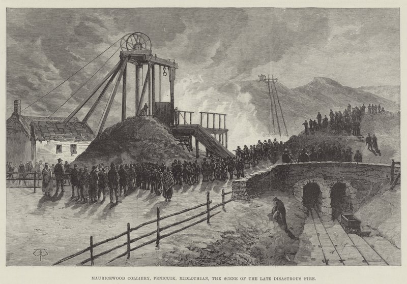 Mauricewood Colliery, Penicuik, Midlothian, a késői katasztrofális tűz színhelye alkotó: Thomas Harrington Wilson