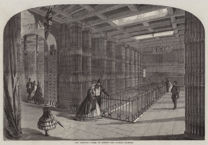 Új fegyvertár, Tower of London, a Tanács üléstermében alkotó: Thomas Harrington Wilson