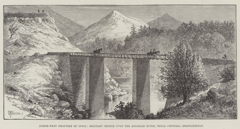 India északnyugati határa, katonai híd az Anumbar folyón, Thull Chotiali, Beloochistan alkotó: Thomas Harrington Wilson
