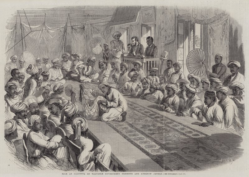 Értékes kormányajándékok és Lucknow ékszerek értékesítése Kalkuttában alkotó: Thomas Harrington Wilson