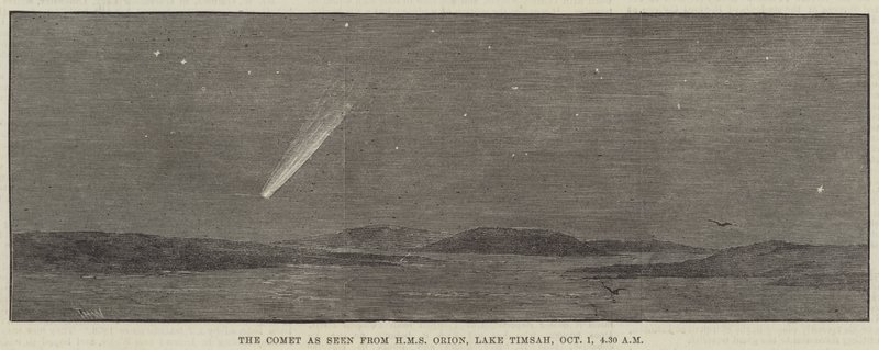 Az üstökös a HMS Orionról nézve, Timsah-tó, október 1., 4.30 alkotó: Thomas Harrington Wilson