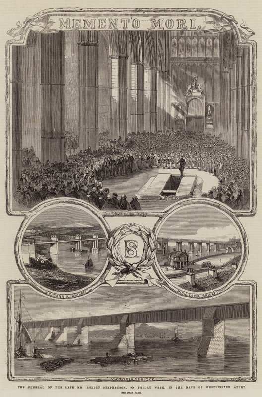A néhai Robert Stephenson temetése a héten pénteken a Westminster Abbey hajójában alkotó: Thomas Harrington Wilson
