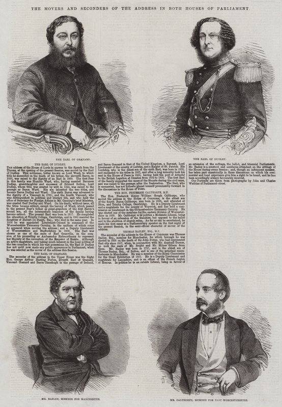 A beszédet a Parlament mindkét házában előterjesztők és támogatók alkotó: Thomas Harrington Wilson