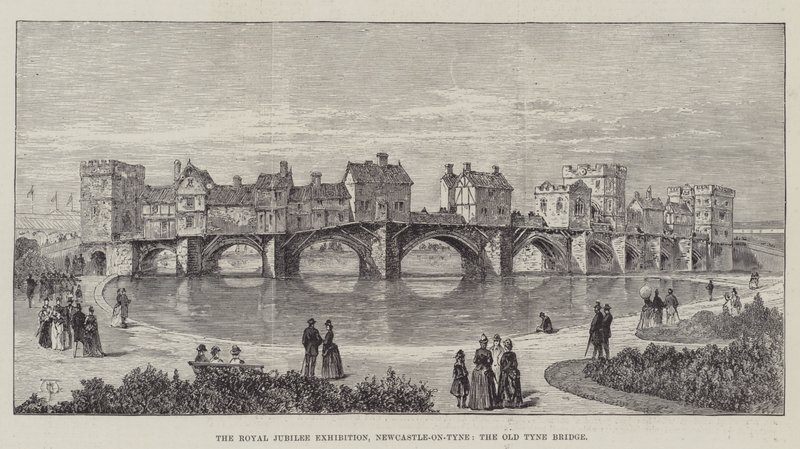 A királyi jubileumi kiállítás, Newcastle-on-Tyne, a régi Tyne-híd alkotó: Thomas Harrington Wilson