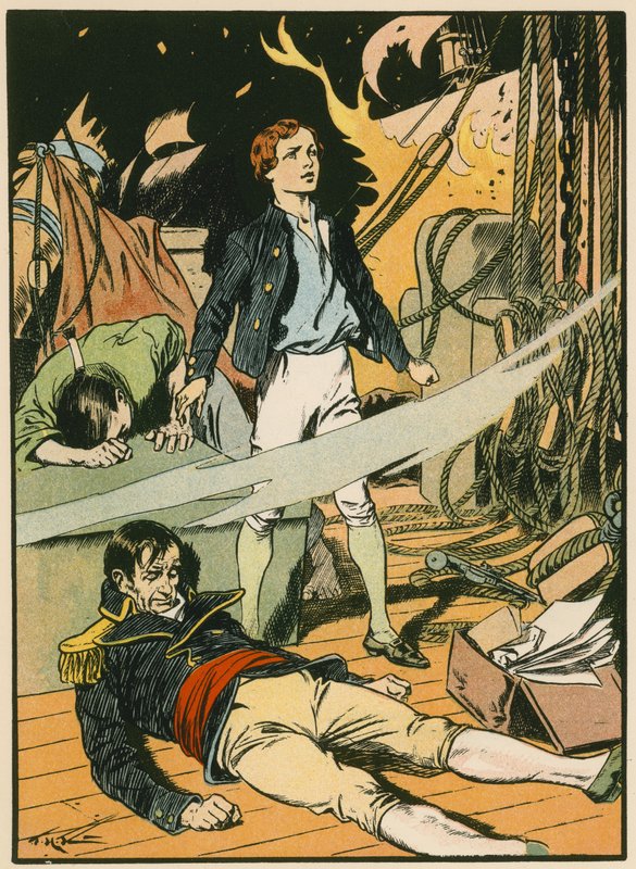 Casabianca az égő hajón (színes litográfia) alkotó: Thomas Heath Robinson
