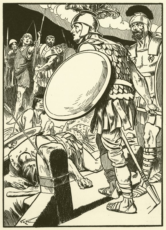 Horatius a hídnál (metszet) alkotó: Thomas Heath Robinson