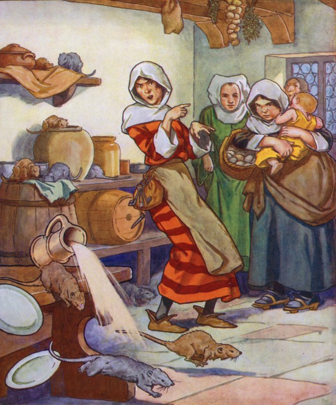 Illusztráció a Hamelini csőszhöz (színes litográfia) alkotó: Thomas Heath Robinson