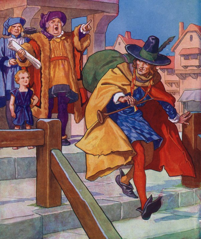 Illusztráció a Hamelini csőszhöz (színes litográfia) alkotó: Thomas Heath Robinson
