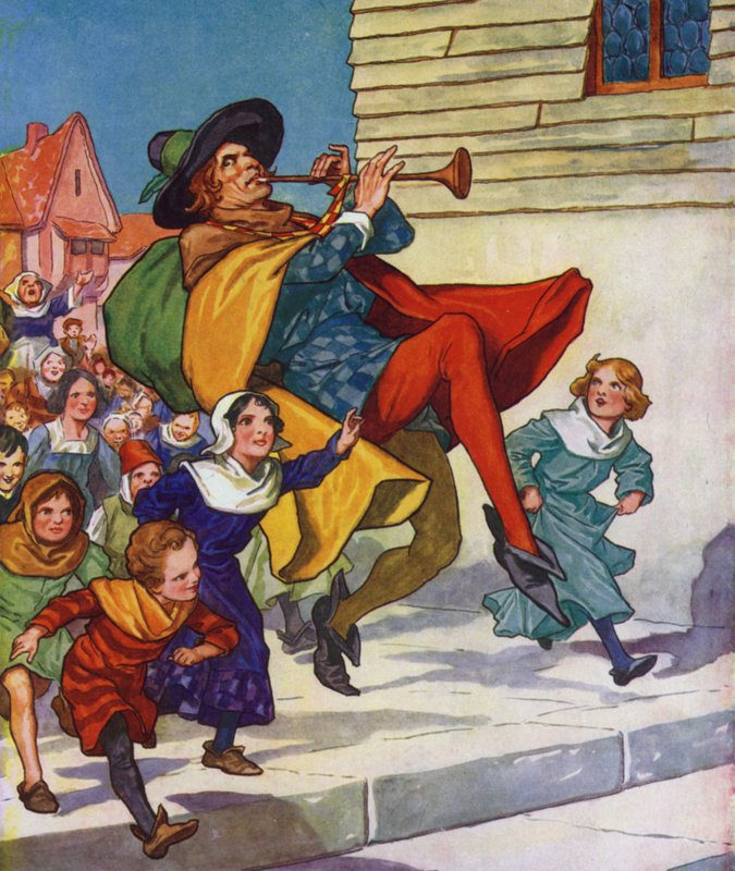 Illusztráció a Hamelini csőszhöz (színes litográfia) alkotó: Thomas Heath Robinson