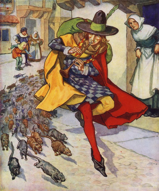 Illusztráció a Hamelini csőszhöz (színes litográfia) alkotó: Thomas Heath Robinson