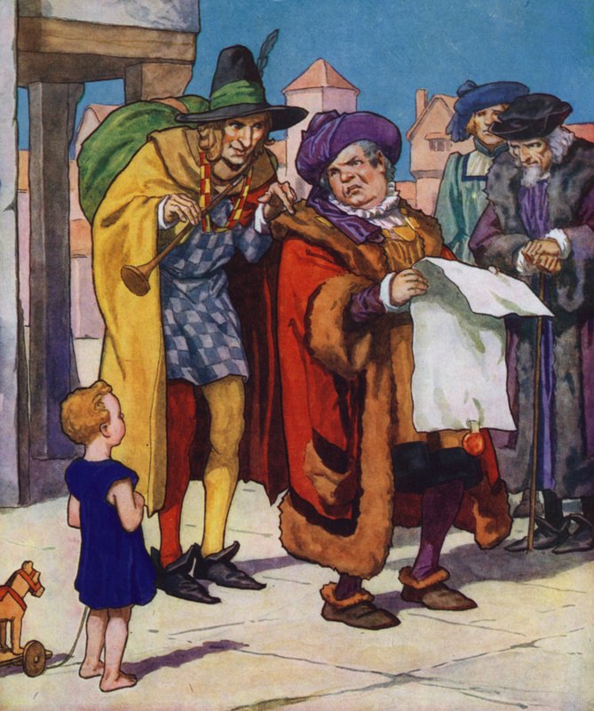 Illusztráció a Hamelini csőszhöz (színes litográfia) alkotó: Thomas Heath Robinson