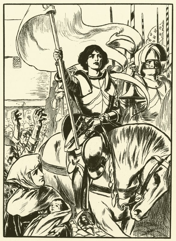 Johanna a hadsereg élén (metszet) alkotó: Thomas Heath Robinson