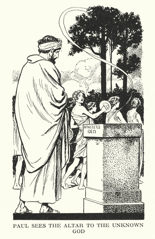 Pál látja az ismeretlen Isten oltárát (litho) alkotó: Thomas Heath Robinson