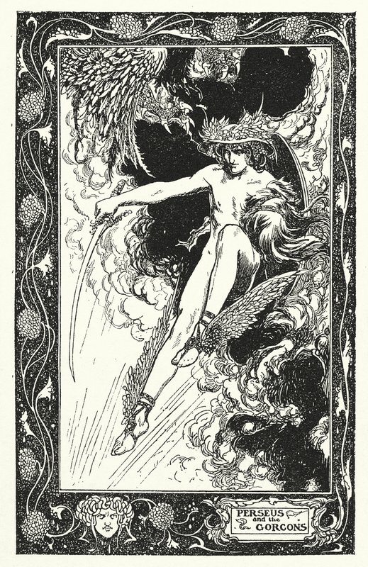 Perseus és a Gorgók (litográfia) alkotó: Thomas Heath Robinson
