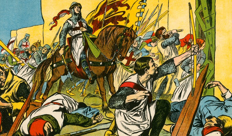 Oroszlánszívű Richárd harcol a Szentföldön (színes litográfia) alkotó: Thomas Heath Robinson