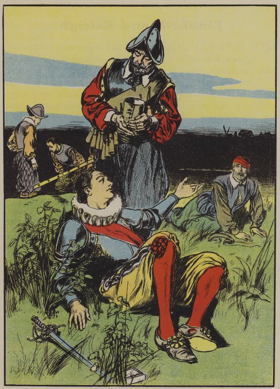 Sir Philip Sidney és a haldokló katona (színes litográfia) alkotó: Thomas Heath Robinson