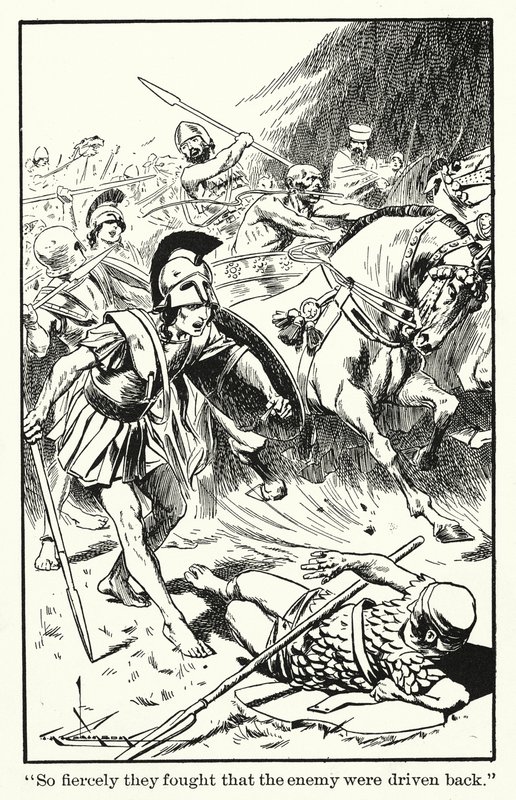 "Olyan hevesen harcoltak, hogy az ellenséget visszaverték" (litho) alkotó: Thomas Heath Robinson