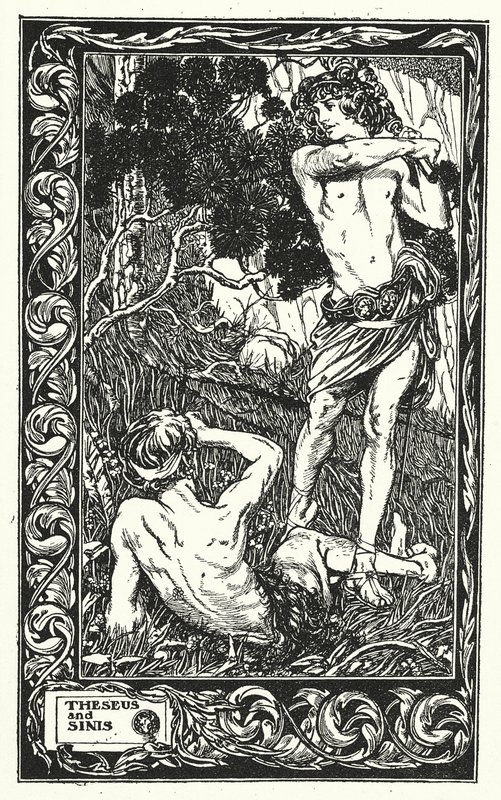 Theseus és Sinis (litográfia) alkotó: Thomas Heath Robinson